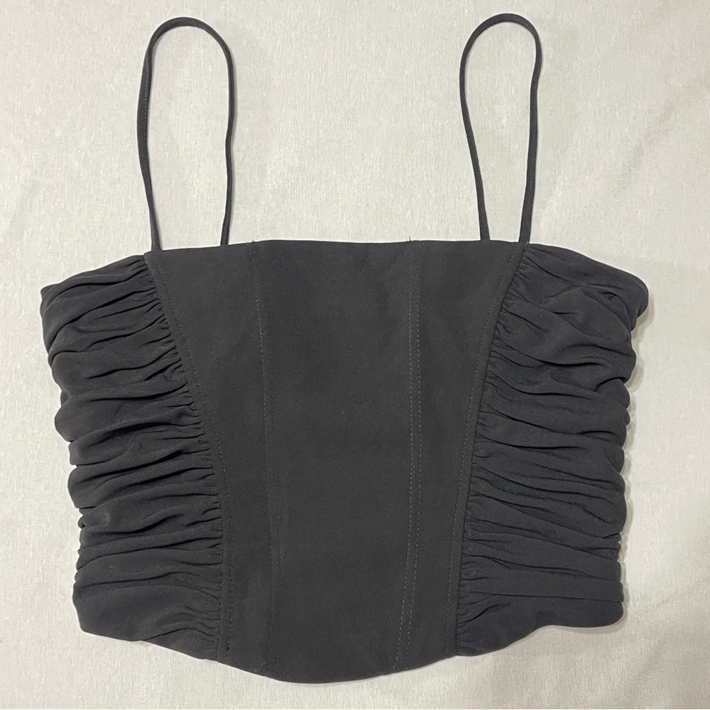 Zara Cropped Corset Style Black Top size Small